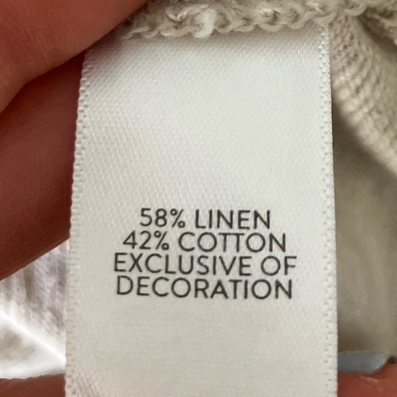 J. Jill Cream Linen Blend V Neck Tunic Top Crochet Embellishment Size XL - Picture 5 of 6